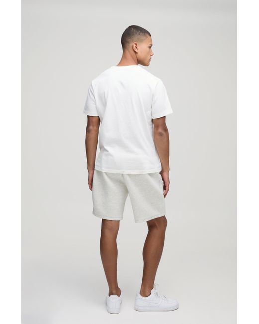 BoohooMAN White Loose Fit Bonded Scuba Mid Length Shorts for men