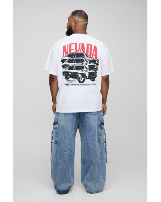 BoohooMAN Plus Parachute Cargo-Jeans in Blue für Herren
