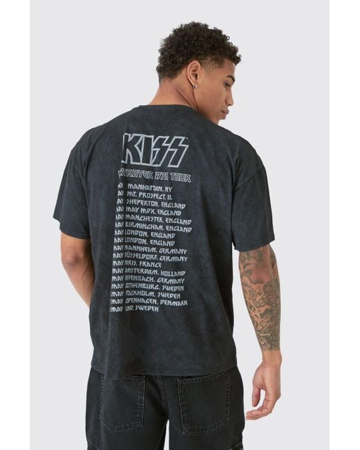 BoohooMAN Multicolor Oversized Kiss Tour Wash License T-shirt for men