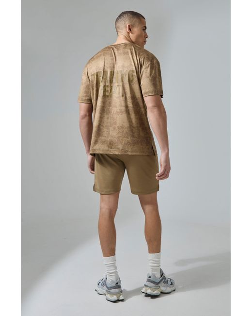 BoohooMAN Brown Active Training Dept Oversized Camo T-shirt for men