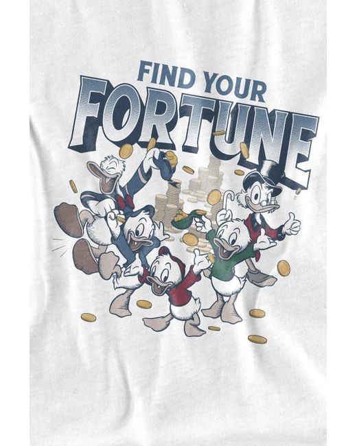 BoohooMAN White Disney Scrooge Mcduck Find Your Fortune T-shirt for men