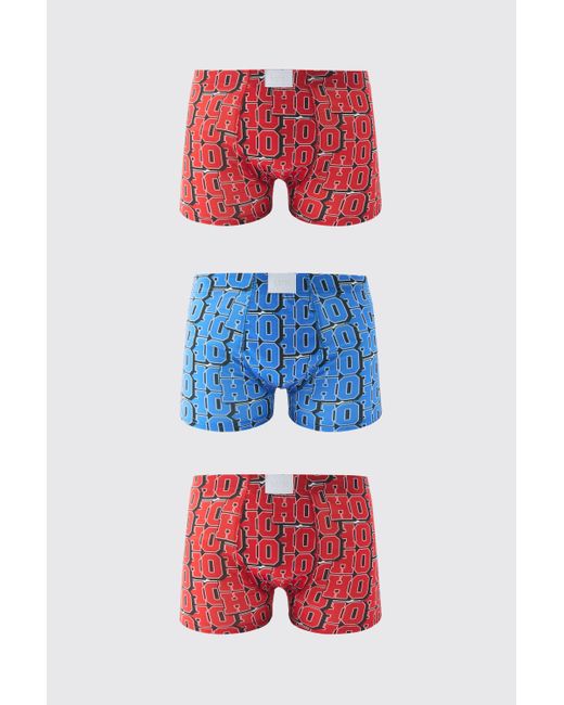 BoohooMAN Red 2 Pack Christmas Boxers With Woven Tab for men