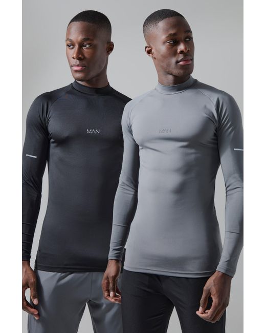 BoohooMAN Blue Man Active Compression Training Top 2 Pack for men