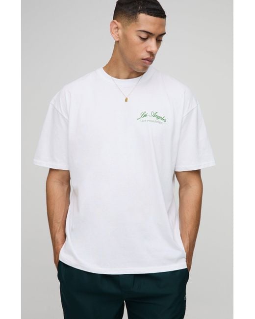 BoohooMAN Oversize Basketball T-Shirt mit Los Angeles Print in Gray für Herren
