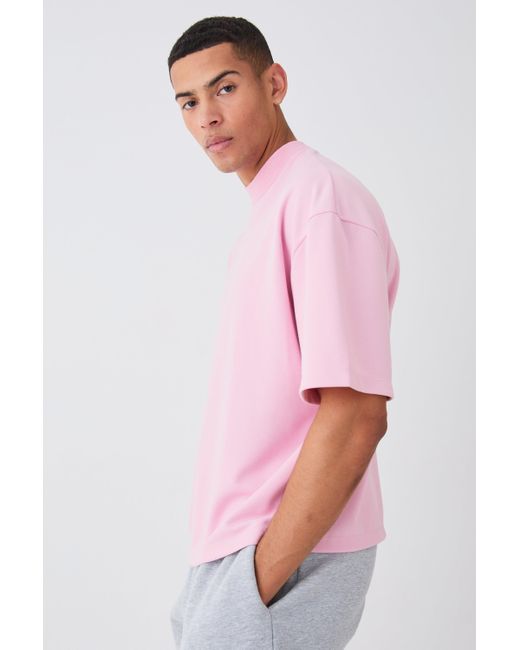 BoohooMAN Pink Oversized Boxy Premium Super Heavyweight T-shirt for men