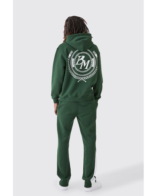 Oversized Homme Bm Printed Hooded Tracksuit Boohoo de color Green