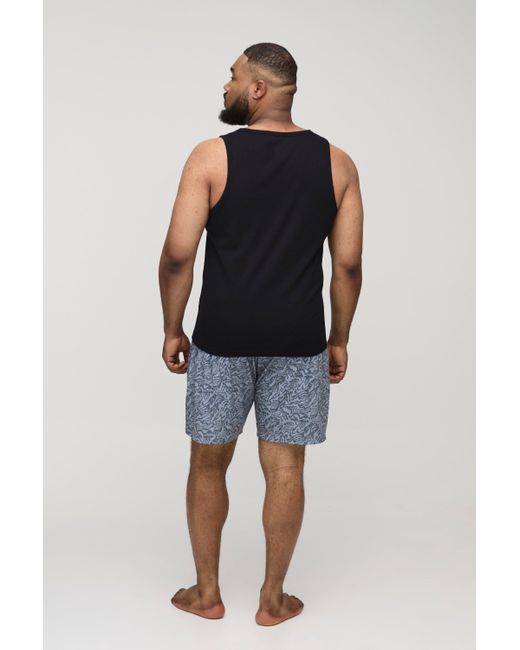 BoohooMAN Blue Plus Abstract Print 2 Pack Short Set for men