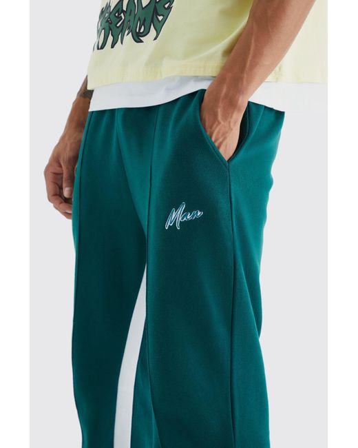 BoohooMAN Green Man Stacked Contrast Gusset Jogger for men