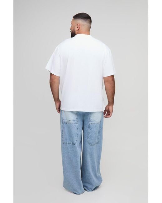 BoohooMAN White Plus Oversized Extended Neck Monaco Floral Print T-Shirt for men