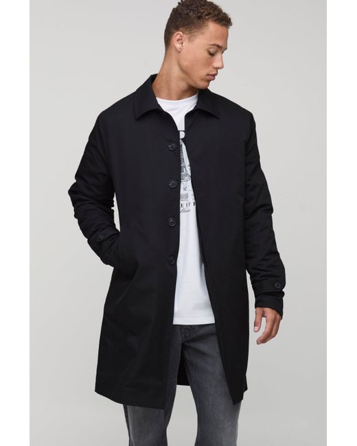 Tall Regular Fit Quilted Padded Longline Mac Jacket In Black BoohooMAN de hombre de color Blue