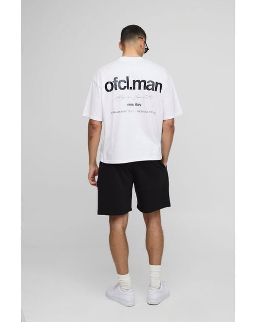 BoohooMAN Black Relaxed Fit Mid Length Ofcl Basic Shorts for men