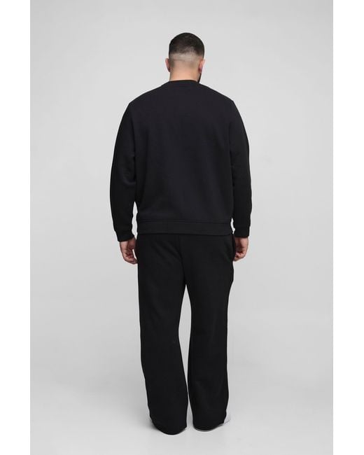 BoohooMAN Blue Plus 330gsm Basic Crew Neck Regular Fit Sweatshirt for men