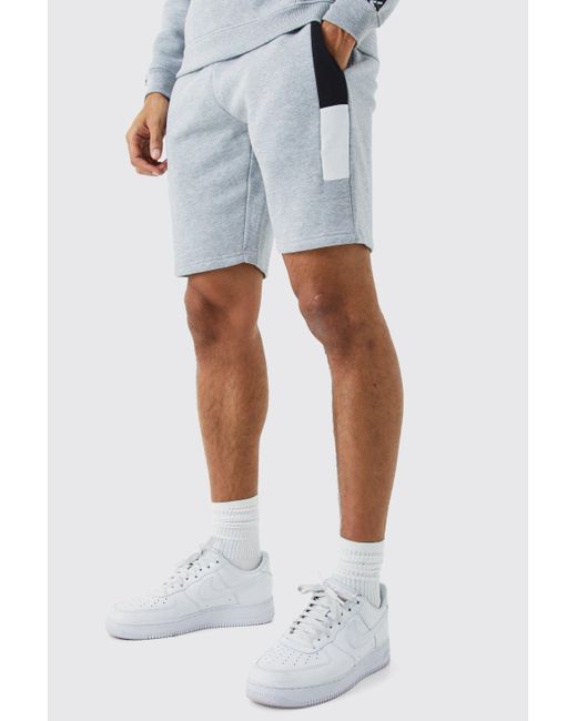 BoohooMAN White Man Signature Slim Fit Colour Block Shorts for men