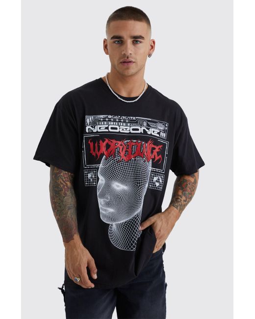 BoohooMAN Oversized Worldwide Graphic T-shirt in Black for Men | Lyst UK