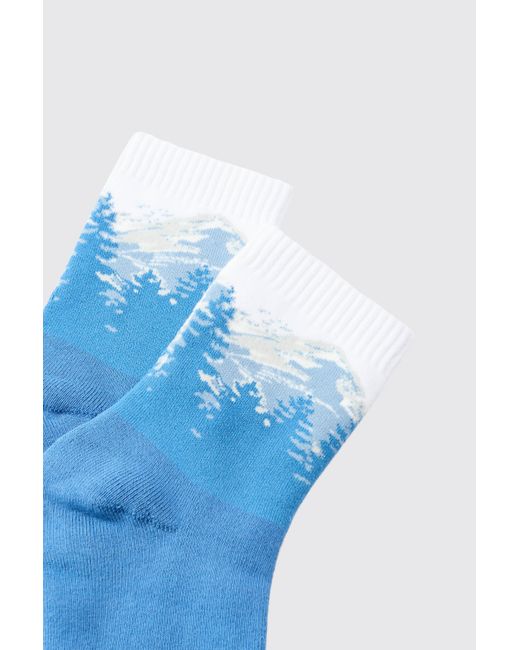 BoohooMAN Scenic Print Socks in Blue für Herren