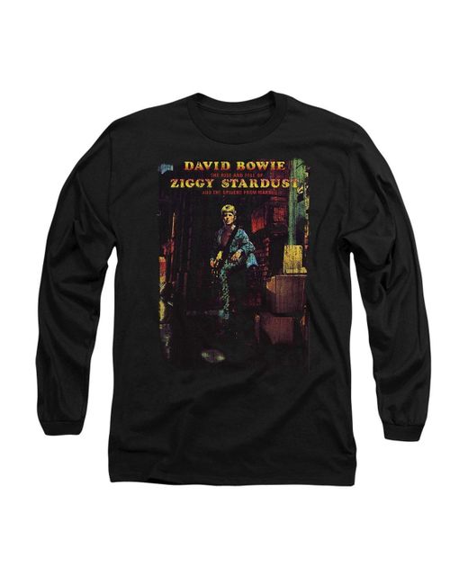 BoohooMAN David Bowie David Bowie Ziggy Stardust Album Mens Long Sleeve T Shirt, Black for men