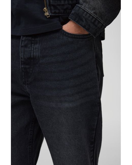 Vaqueros Holgados Negros Desteñidos Con Rodilla Rota Boohoo de color Black