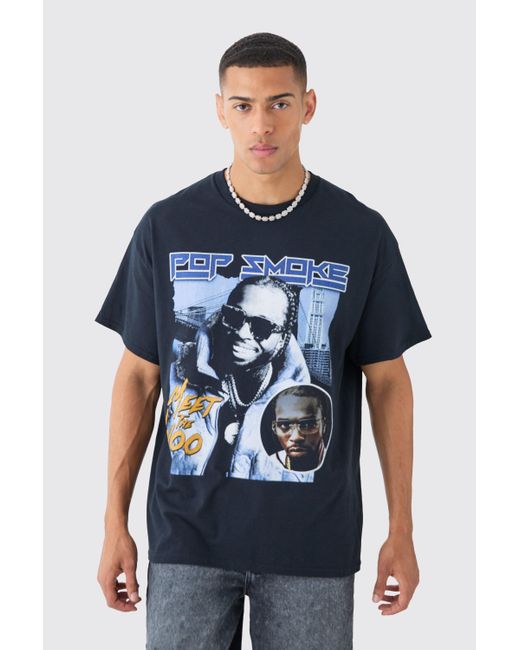 BoohooMAN Blue Oversized Pop Smoke License T-shirt for men