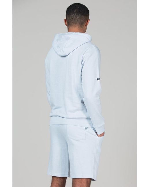 BoohooMAN Blue Tokyo Laundry Cotton Blend Hoody And Fleece Shorts Co-ord Set for men