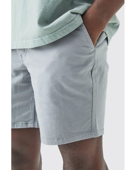BoohooMAN Blue Fixed Waist Slim Fit Chino Shorts for men
