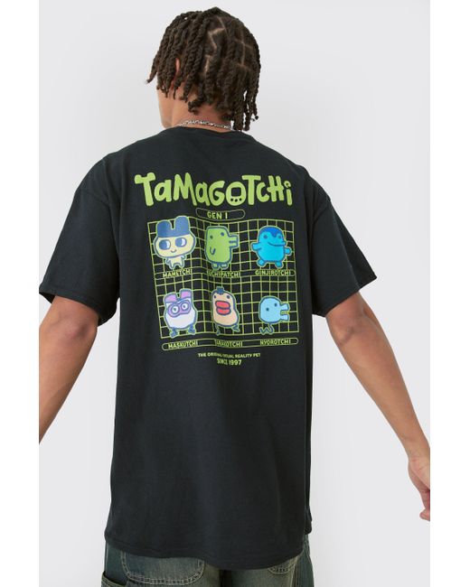 BoohooMAN Green Oversized Tamagotchi Gaming License T-shirt for men