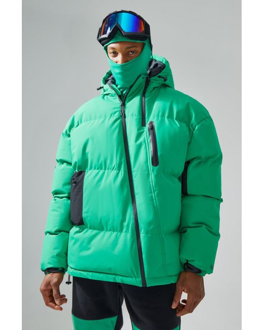 Boohoo Green Oversized Ski Puffer Jacket