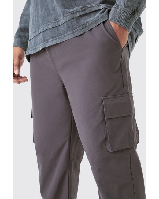 BoohooMAN Blue Plus Elastic Lightweight Stretch Skinny Cargo Pants for men