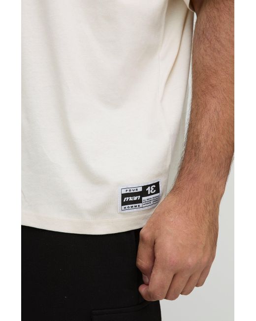 Camiseta Plus Oversize Con Estampado Pour Homme Boohoo de color Natural