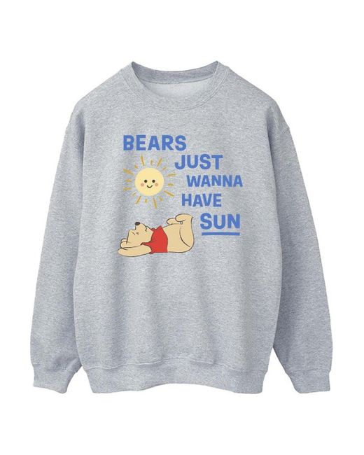 BoohooMAN Gray Disney Winnie The Pooh Bears Just Wanna Have Sun Sweatshirt for men