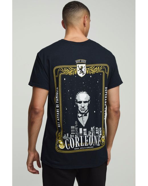 BoohooMAN Black Oversized The Godfather License Graphic T Shirt for men