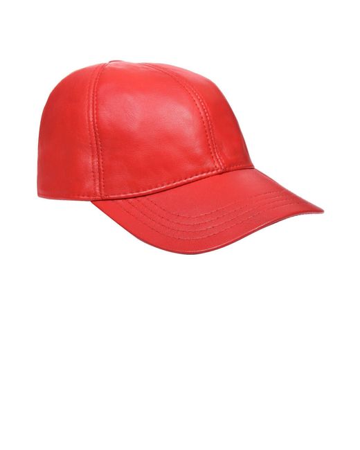 BoohooMAN Red Infinity Leather Real Nappa Leather Adjustable Golf Snapback Plain Baseball Cap Hat for men