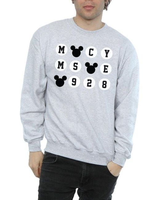BoohooMAN Gray Disney Mickey Mouse 1928 Circles Sweatshirt for men