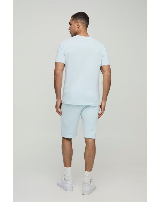 BoohooMAN White Slim Fit Man Panelled T-shirt And Short Set for men