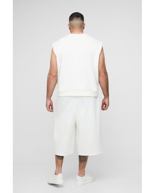 BoohooMAN Plus Oversize Scuba vesttop mit V-Ausschnitt in White für Herren