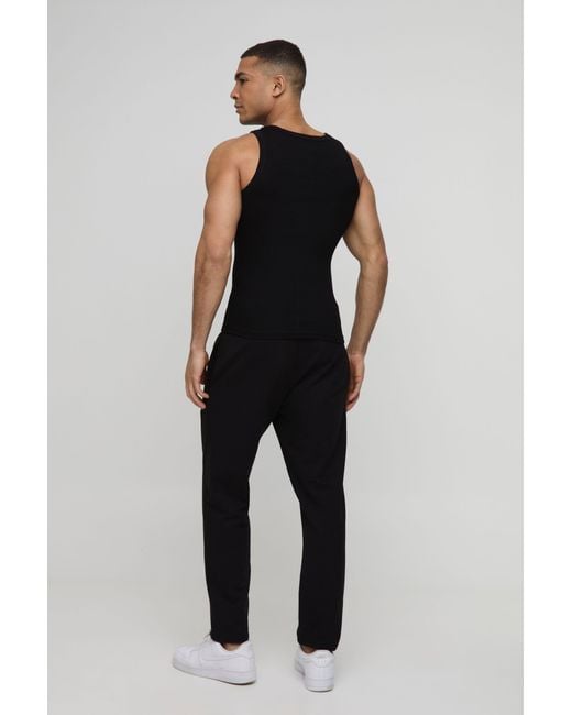 BoohooMAN Black 2 Pack Muscle Fit Basic Undershirts for men