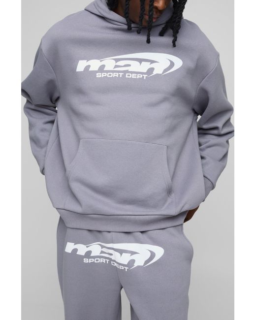 Chándal Oversize Man Con Capucha Boohoo de color Gray