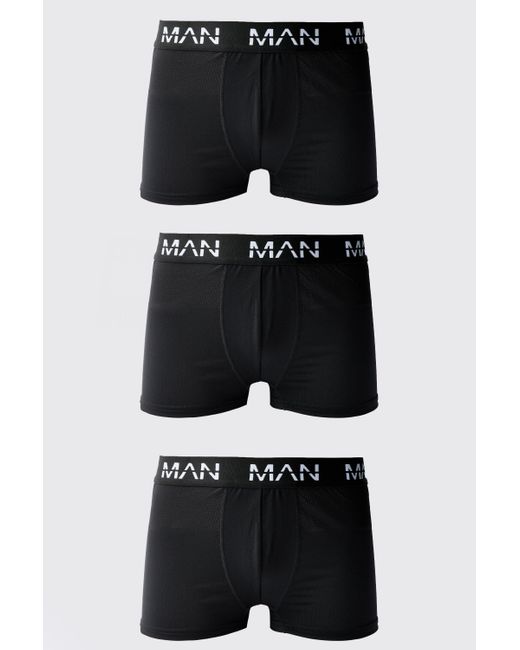 BoohooMAN Man Active Performance 3 Pack Boxer in Black für Herren