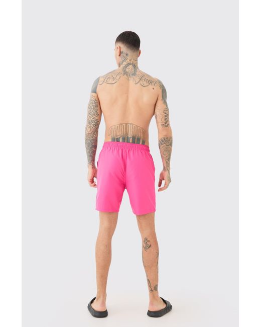 BoohooMAN Pink Tall Mid Length Plain Trunks for men