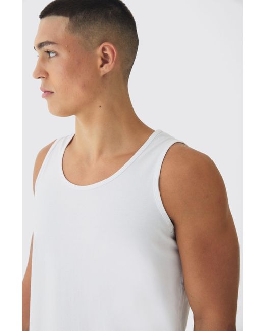 BoohooMAN White Basic Tank for men