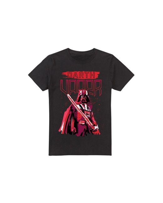 BoohooMAN Red Star Wars Star Wars Paint Vader Mens T-shirt Black for men