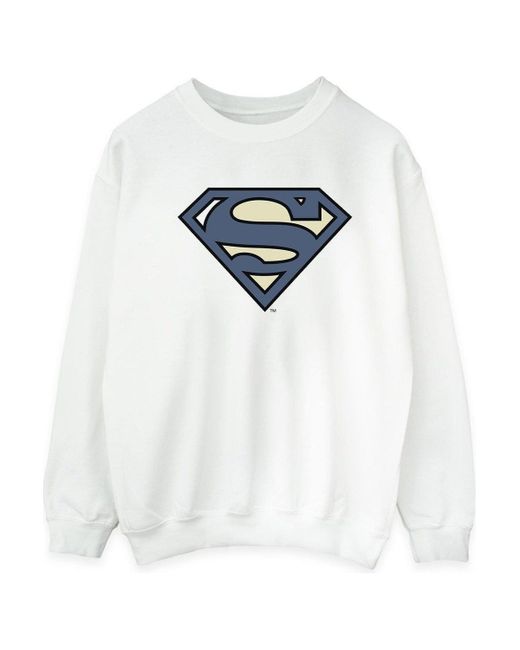 BoohooMAN White Dc Comics Superman Logo Sketch Sweatshirt for men