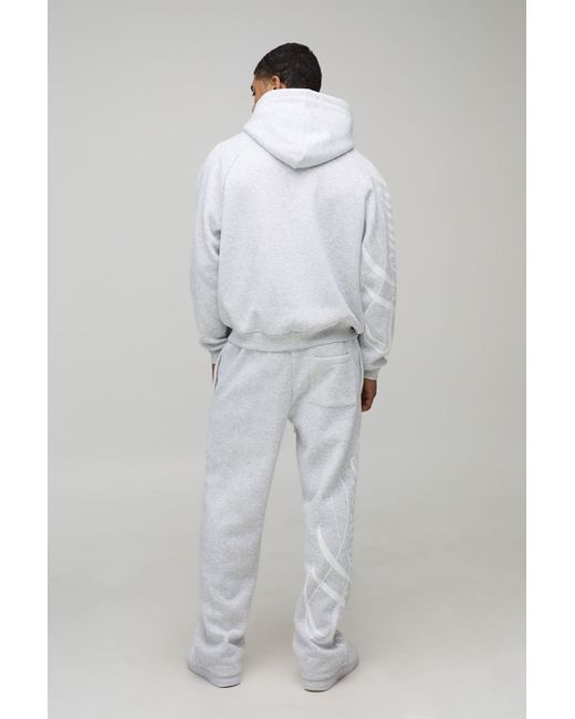 BoohooMAN Men's Gray Oversized Boxy Homme Script Hoodie And