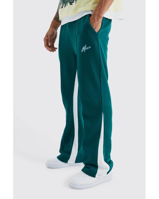 BoohooMAN Green Man Stacked Contrast Gusset Jogger for men