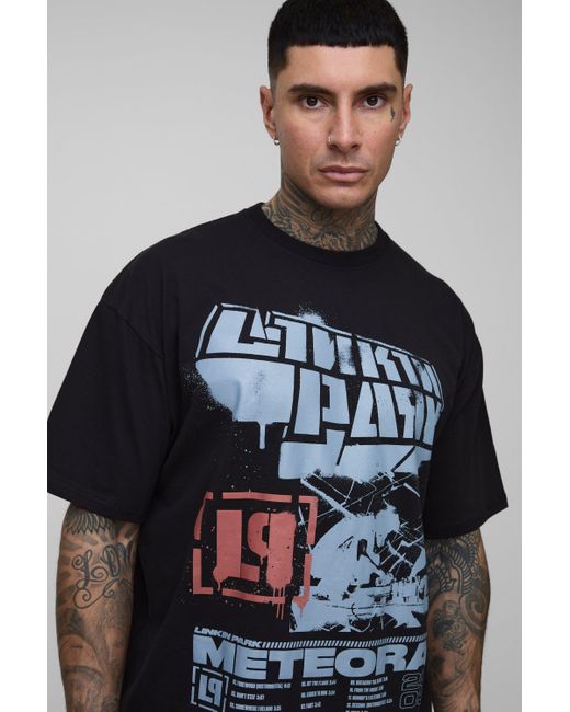 BoohooMAN Tall Oversize T-Shirt mit lizenziertem Blockabsatz Print in Blue für Herren