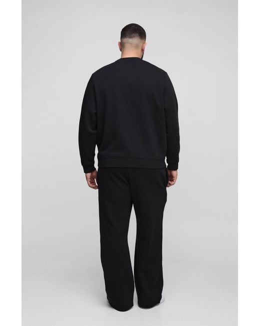 BoohooMAN Black Plus 330Gsm Straight Leg Basic Sweatpants for men