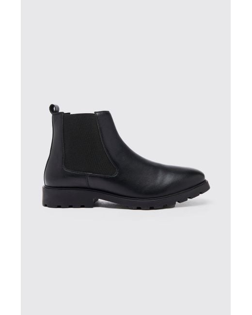 BoohooMAN Angled Gusset Chelsea Boot in Black for Men | Lyst