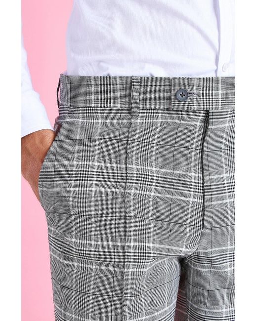 Skinny tapered smart check pants with pintuck Clearance