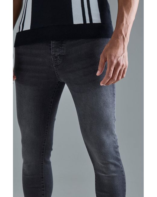 BoohooMAN Black Skinny Stretch Flare Jean In Charcoal for men