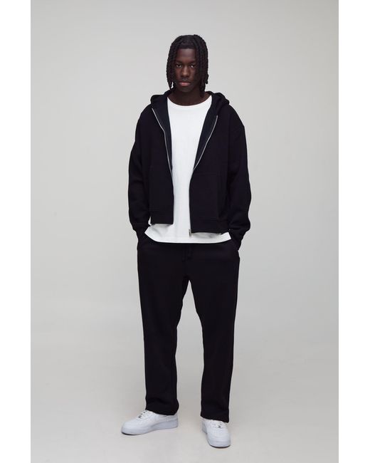 BoohooMAN Blue Basic Oversized Boxy Zip Through Hoodie for men