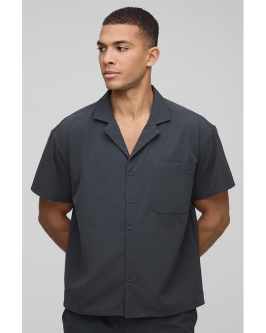 BoohooMAN Gray Short Sleeve Stretch Boxy Fit Shirt for men